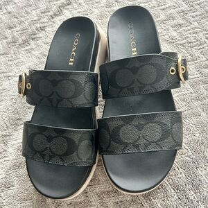 Coach Sandal In Signature Canvas black